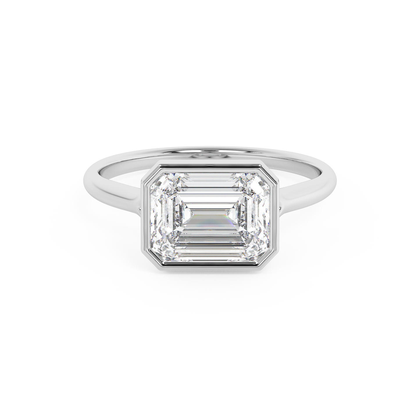 Emerald Solitaire Lab Grown Diamond Engagement Ring