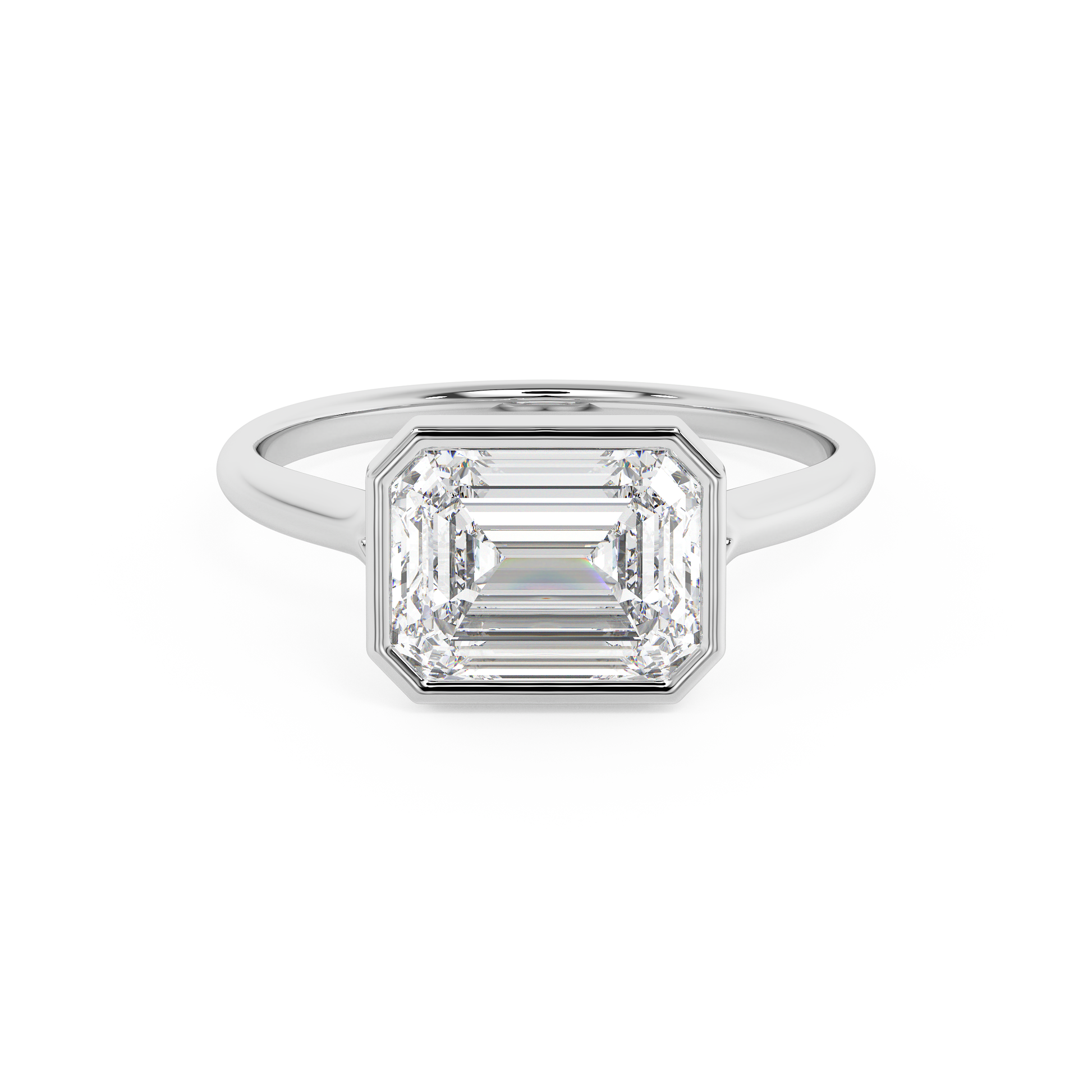 Emerald Solitaire Lab Grown Diamond Engagement Ring