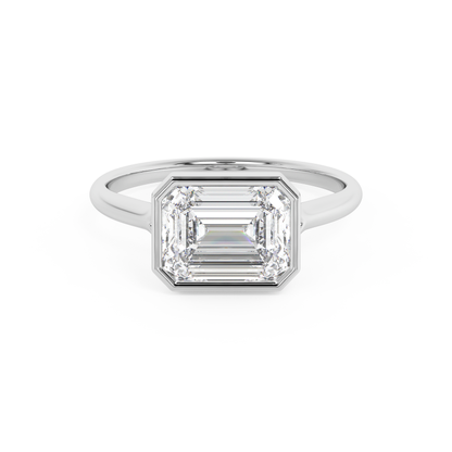 Emerald Solitaire Lab Grown Diamond Engagement Ring