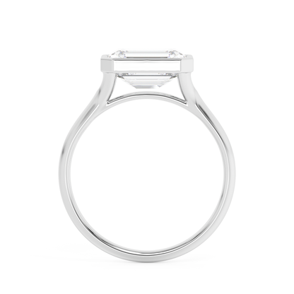 Emerald Solitaire Lab Grown Diamond Engagement Ring