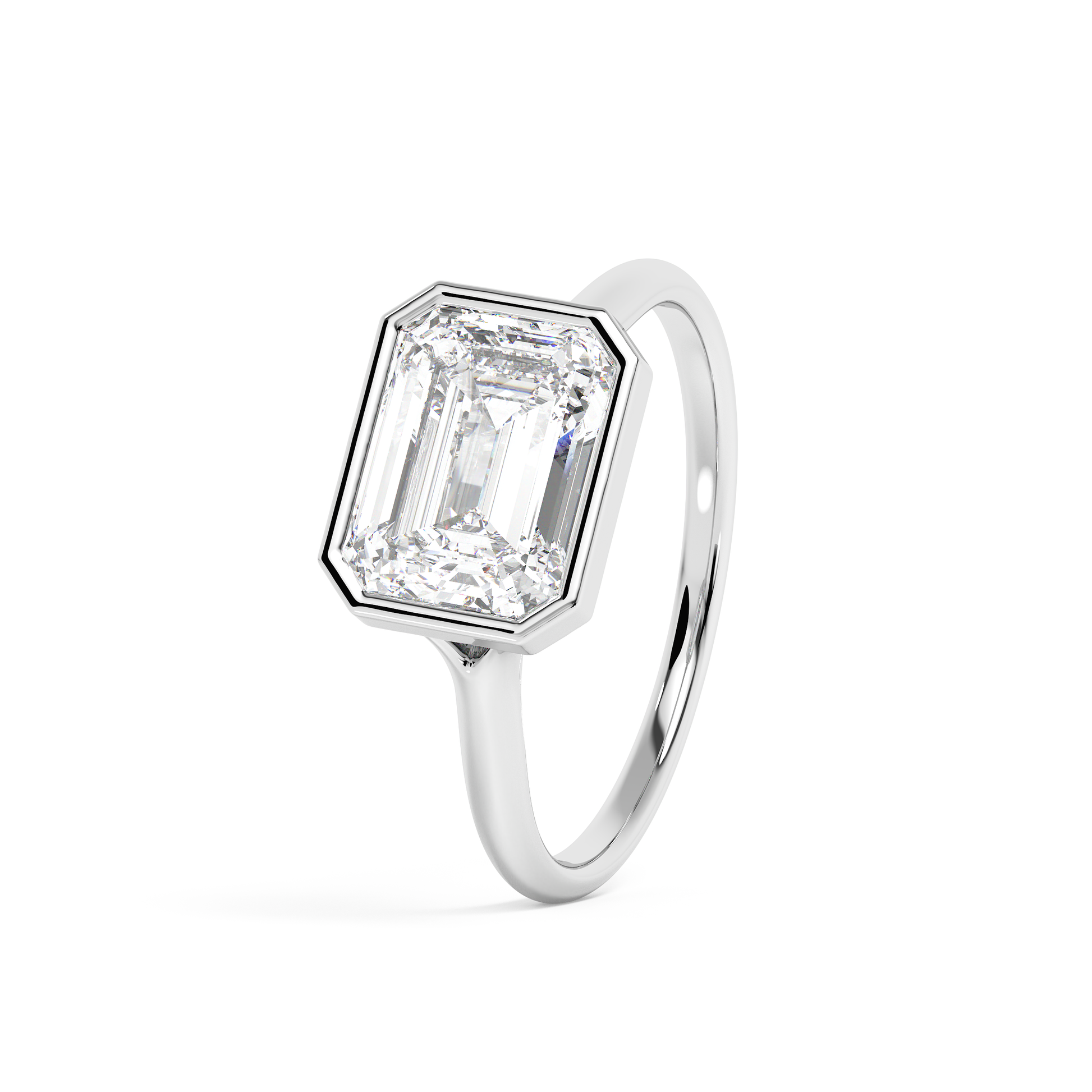 Emerald Solitaire Lab Grown Diamond Engagement Ring
