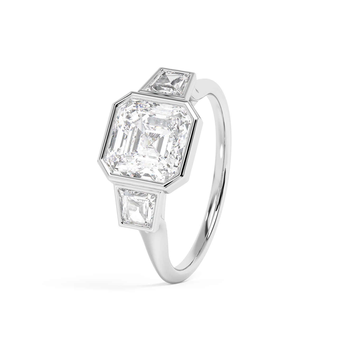 Emerald Solitaire Lab Grown Diamond Engagement Ring
