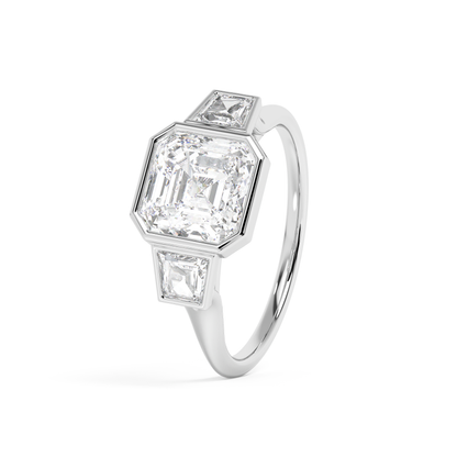 Emerald Solitaire Lab Grown Diamond Engagement Ring