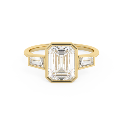 Emerald Solitaire Lab Grown Diamond Engagement Ring