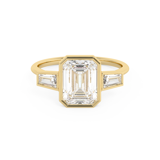 Emerald Solitaire Lab Grown Diamond Engagement Ring