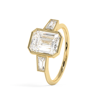 Emerald Solitaire Lab Grown Diamond Engagement Ring