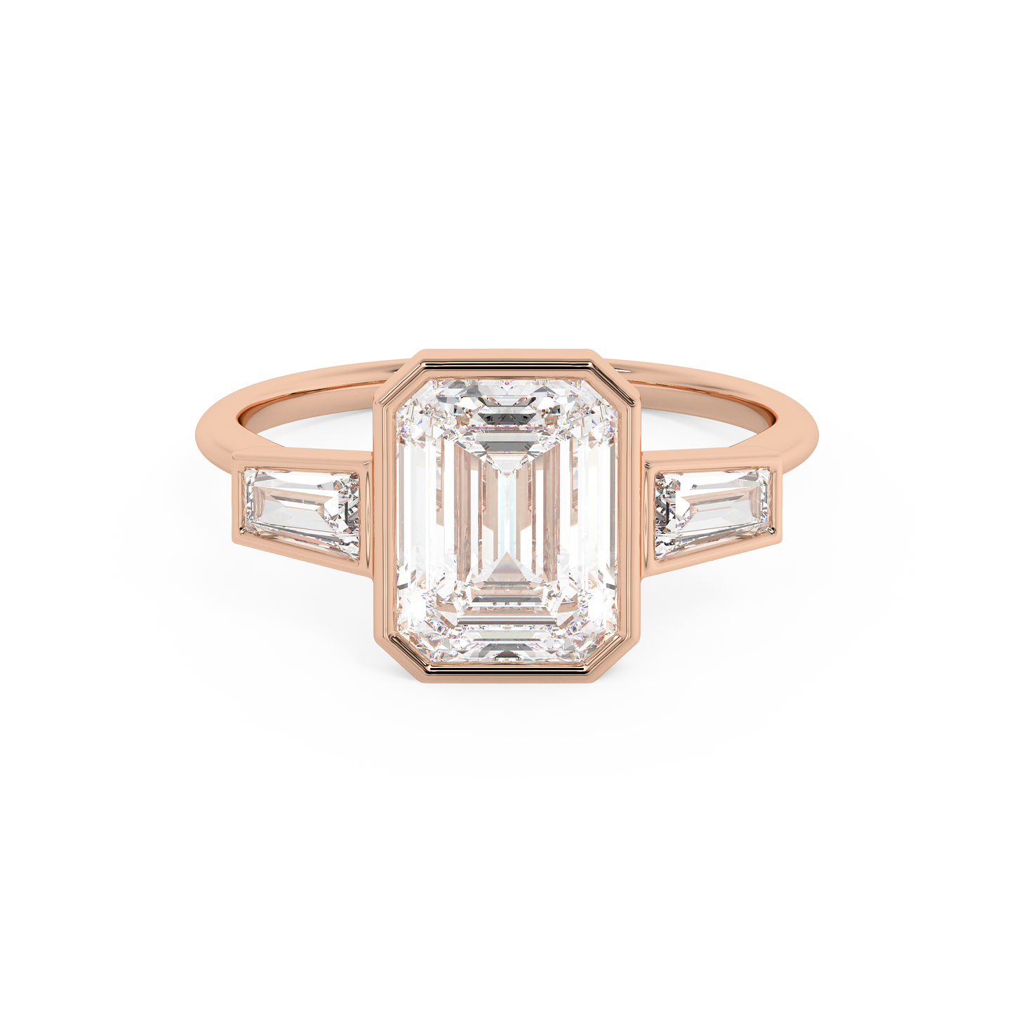 Emerald Solitaire Lab Grown Diamond Engagement Ring