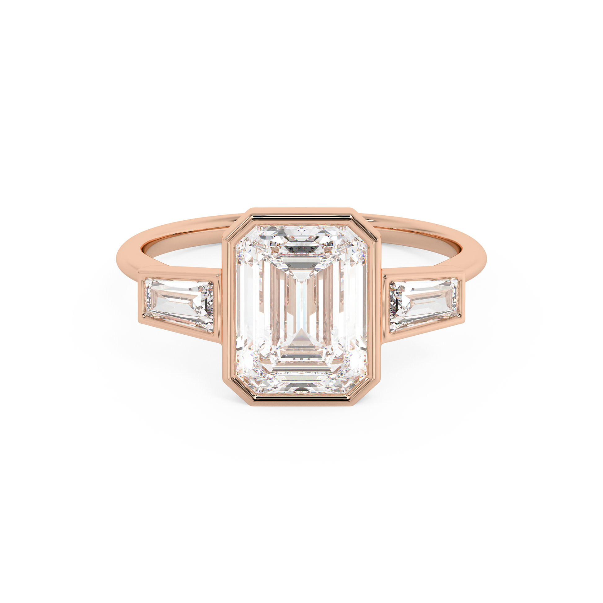 Emerald Solitaire Lab Grown Diamond Engagement Ring