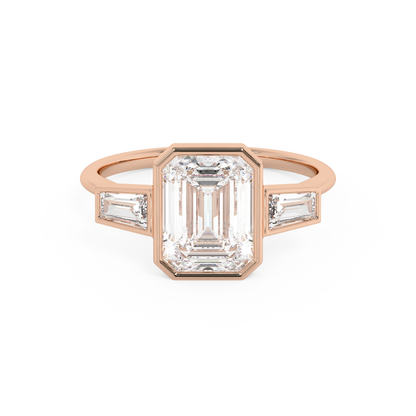 Emerald Solitaire Lab Grown Diamond Engagement Ring