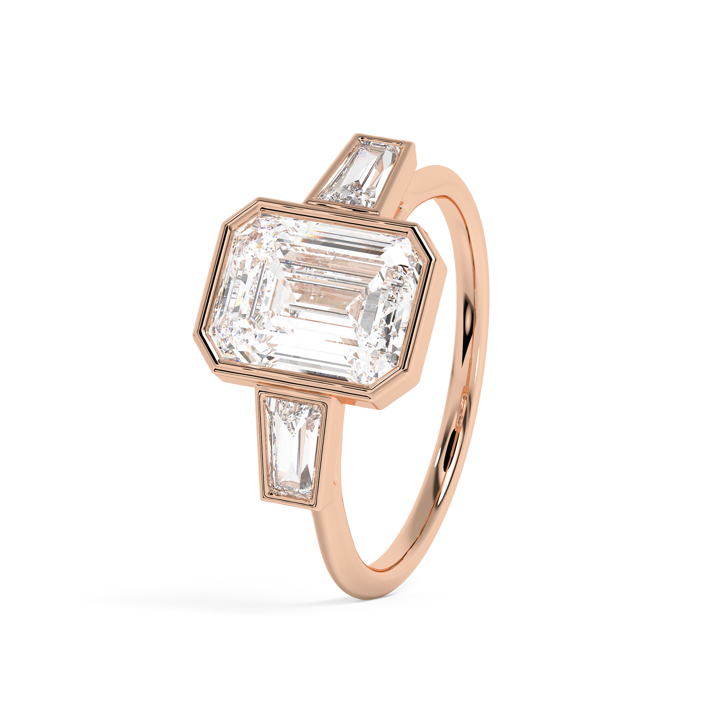Emerald Solitaire Lab Grown Diamond Engagement Ring
