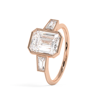 Emerald Solitaire Lab Grown Diamond Engagement Ring