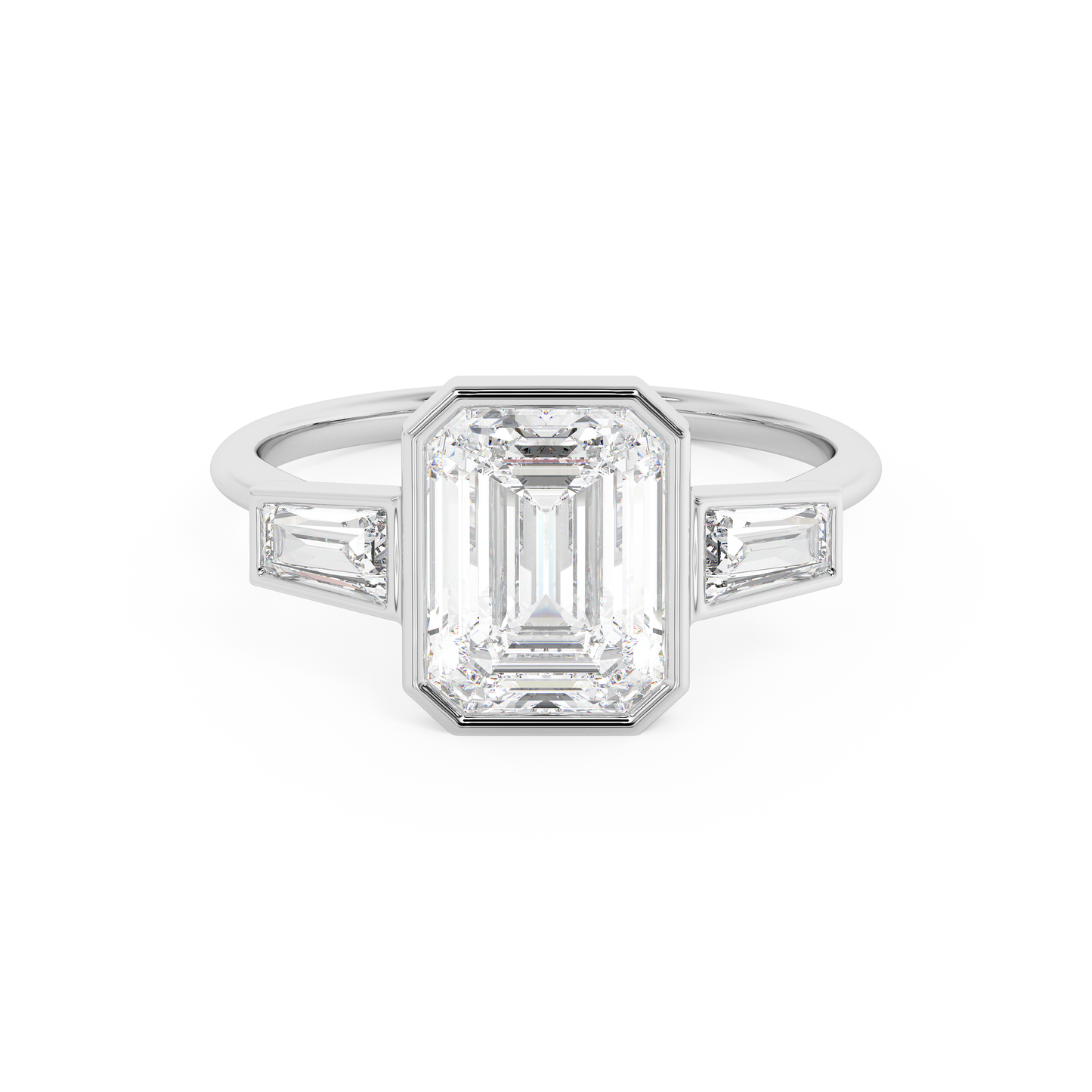 Emerald Solitaire Lab Grown Diamond Engagement Ring
