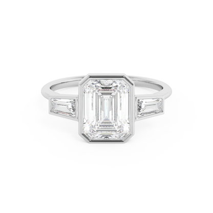 Emerald Solitaire Lab Grown Diamond Engagement Ring