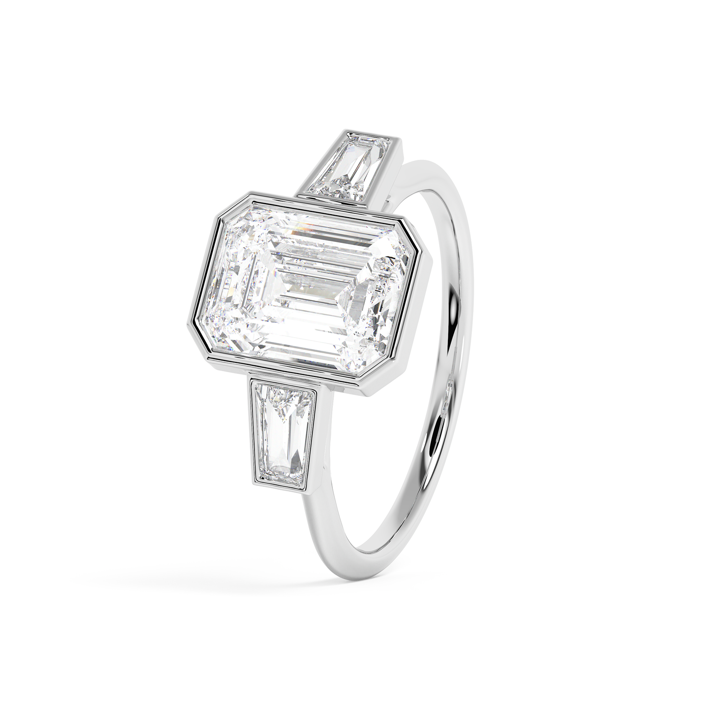 Emerald Solitaire Lab Grown Diamond Engagement Ring