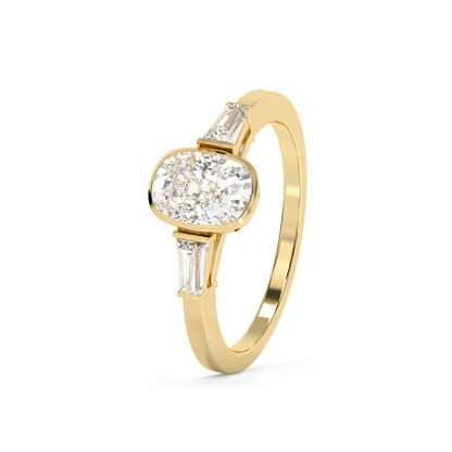 Emerald Solitaire Lab Grown Diamond Engagement Ring