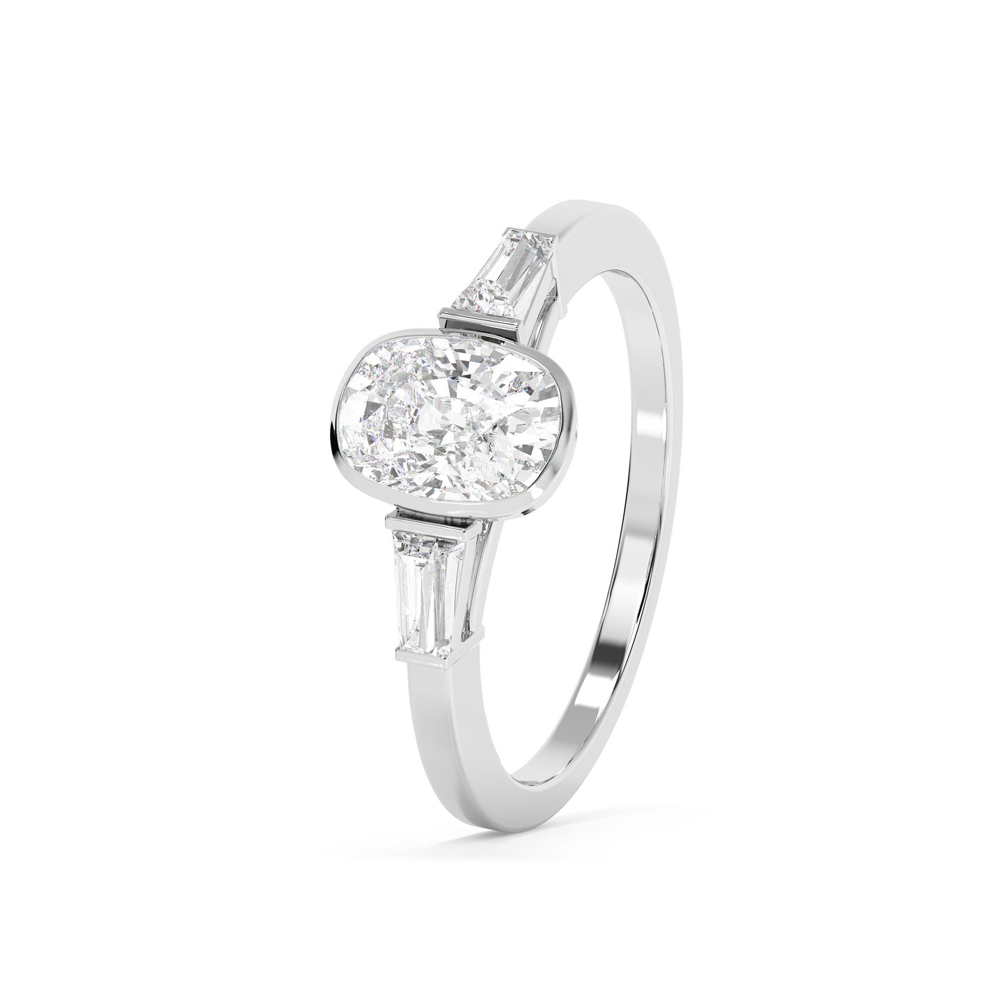 Emerald Solitaire Lab Grown Diamond Engagement Ring
