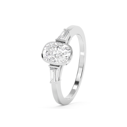 Emerald Solitaire Lab Grown Diamond Engagement Ring