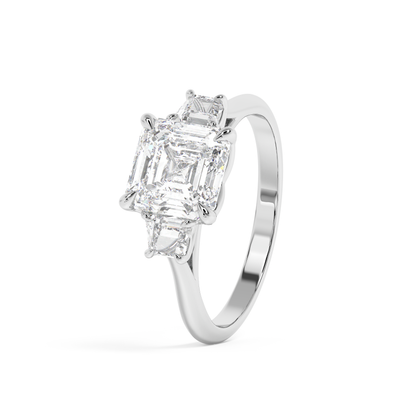 Emerald Solitaire Lab Grown Diamond Engagement Ring