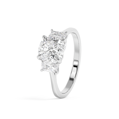 Emerald Solitaire Lab Grown Diamond Engagement Ring