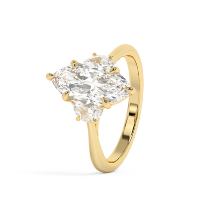 Emerald Solitaire Lab Grown Diamond Engagement Ring