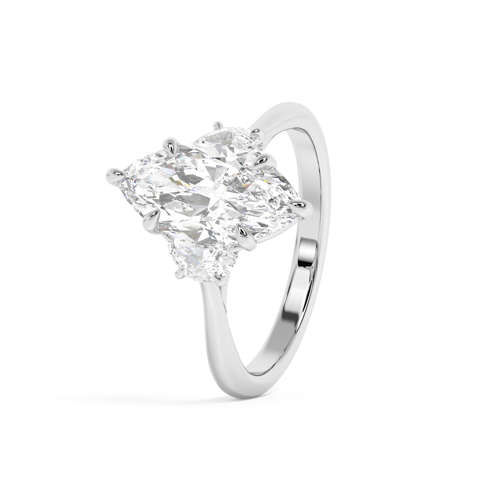 Emerald Solitaire Lab Grown Diamond Engagement Ring