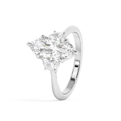 Emerald Solitaire Lab Grown Diamond Engagement Ring