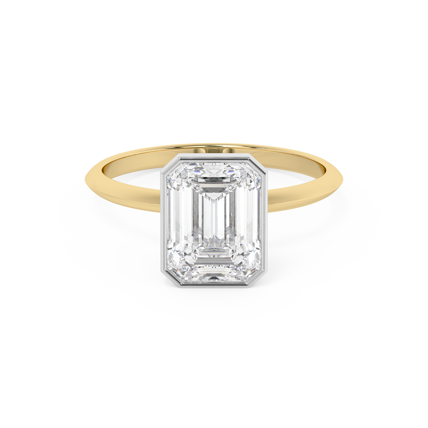 Emerald Solitaire Lab Grown Diamond Engagement Ring