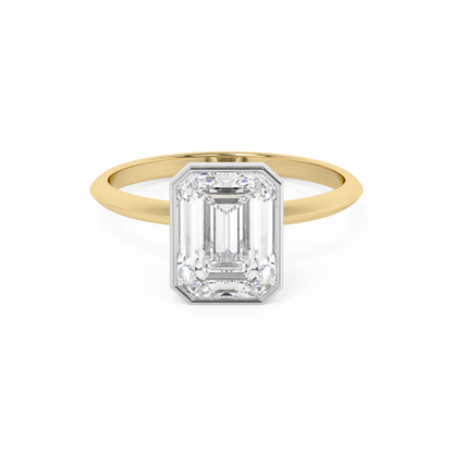 Emerald Solitaire Lab Grown Diamond Engagement Ring