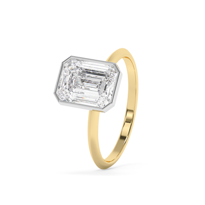 Emerald Solitaire Lab Grown Diamond Engagement Ring