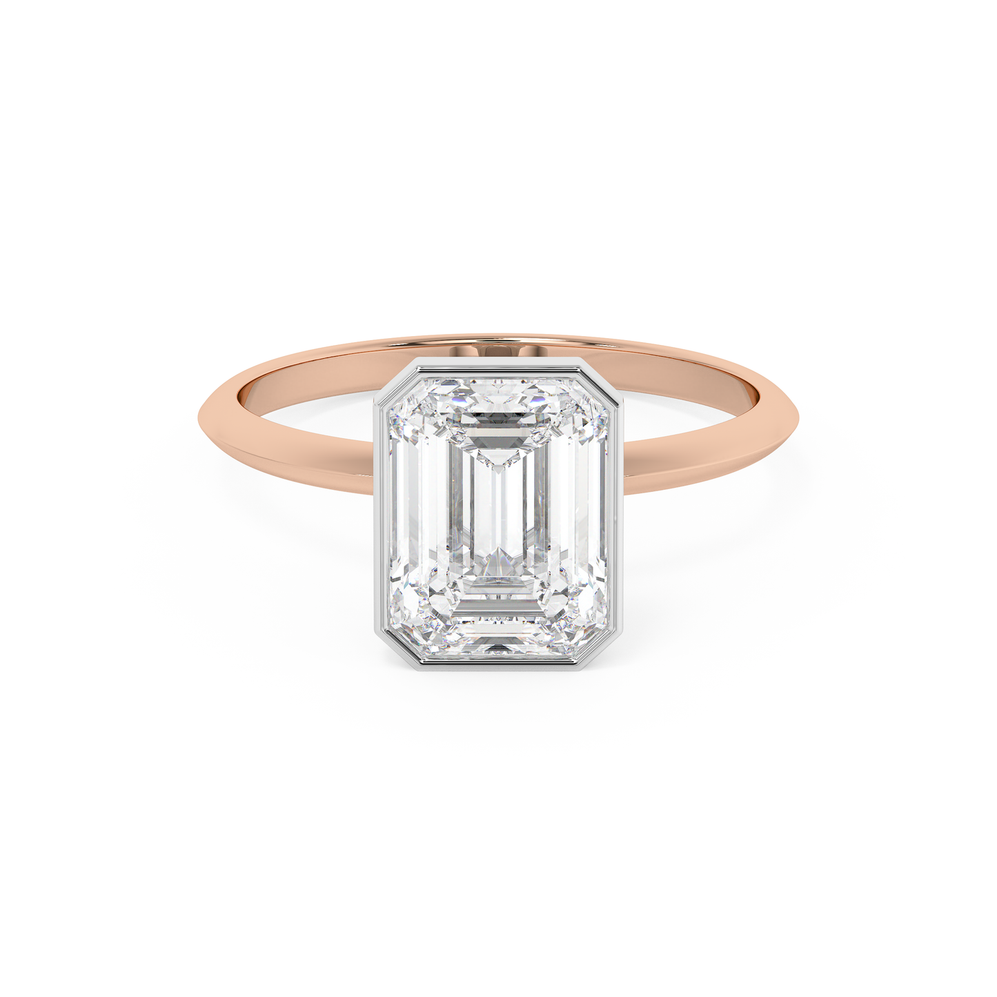 Emerald Solitaire Lab Grown Diamond Engagement Ring