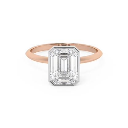 Emerald Solitaire Lab Grown Diamond Engagement Ring