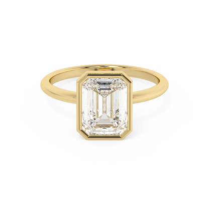 Emerald Solitaire Lab Grown Diamond Engagement Ring