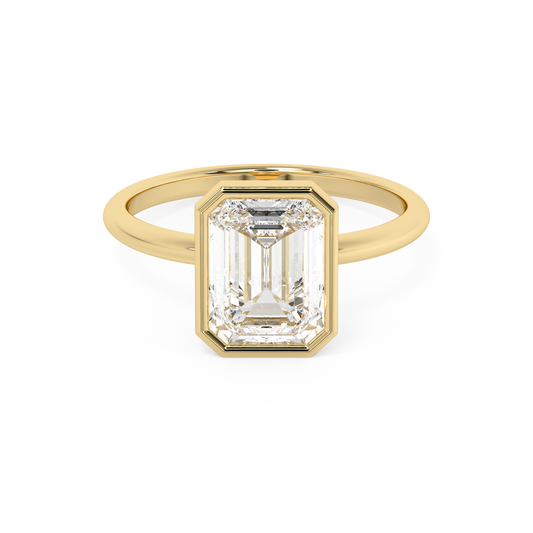 Emerald Solitaire Lab Grown Diamond Engagement Ring