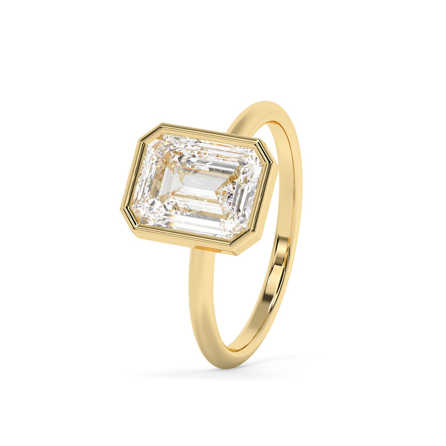 Emerald Solitaire Lab Grown Diamond Engagement Ring