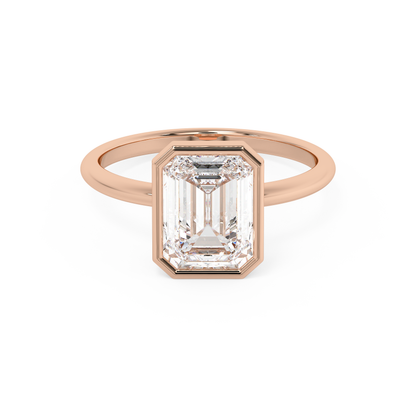 Emerald Solitaire Lab Grown Diamond Engagement Ring