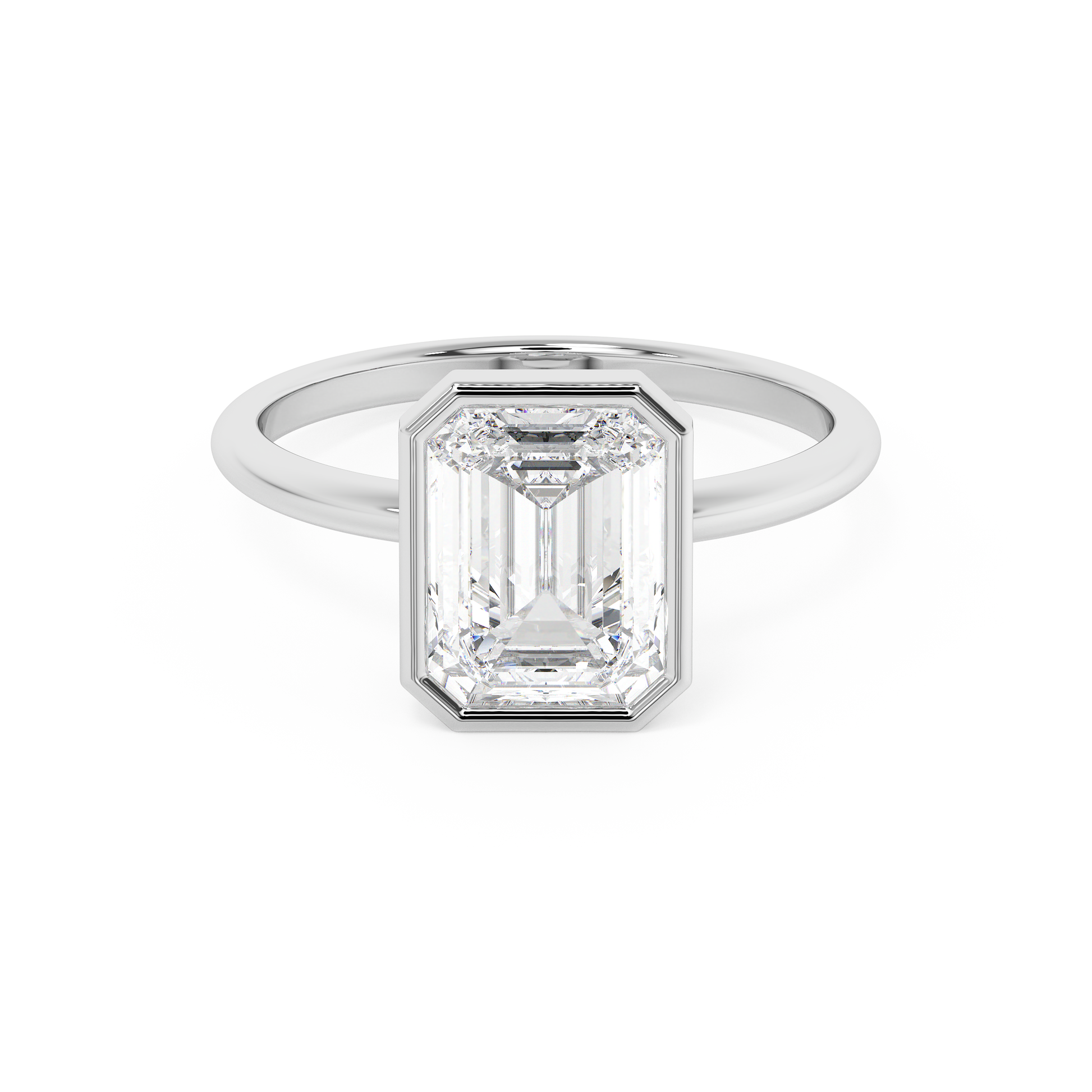 Emerald Solitaire Lab Grown Diamond Engagement Ring