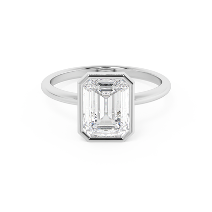 Emerald Solitaire Lab Grown Diamond Engagement Ring