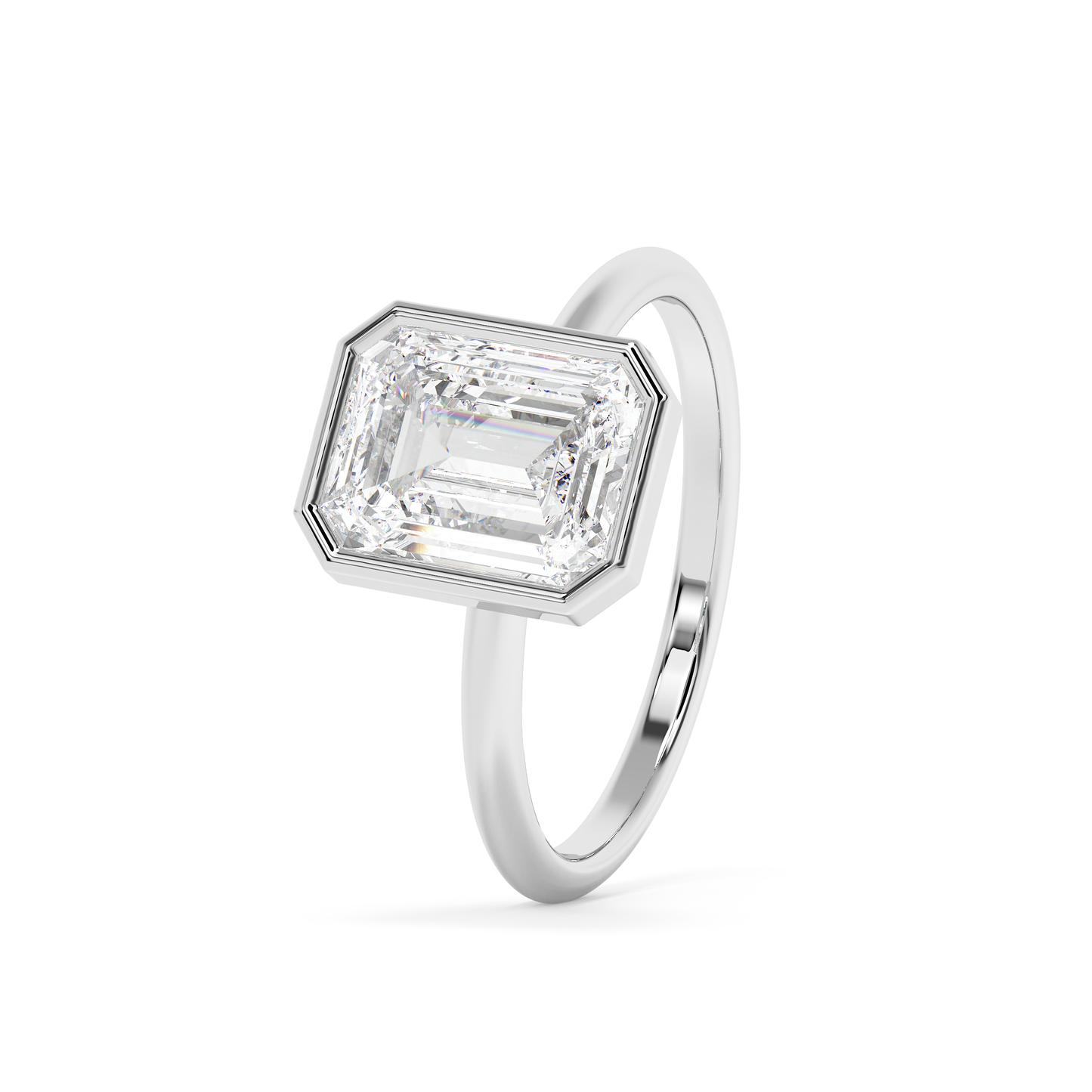 Emerald Solitaire Lab Grown Diamond Engagement Ring