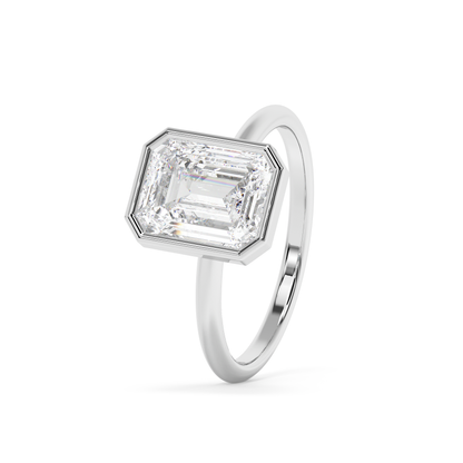 Emerald Solitaire Lab Grown Diamond Engagement Ring
