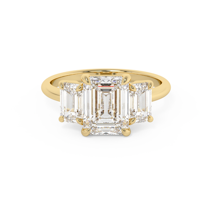 Emerald Solitaire Lab Grown Diamond Engagement Ring