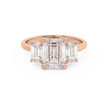 Emerald Solitaire Lab Grown Diamond Engagement Ring
