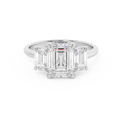 Emerald Solitaire Lab Grown Diamond Engagement Ring
