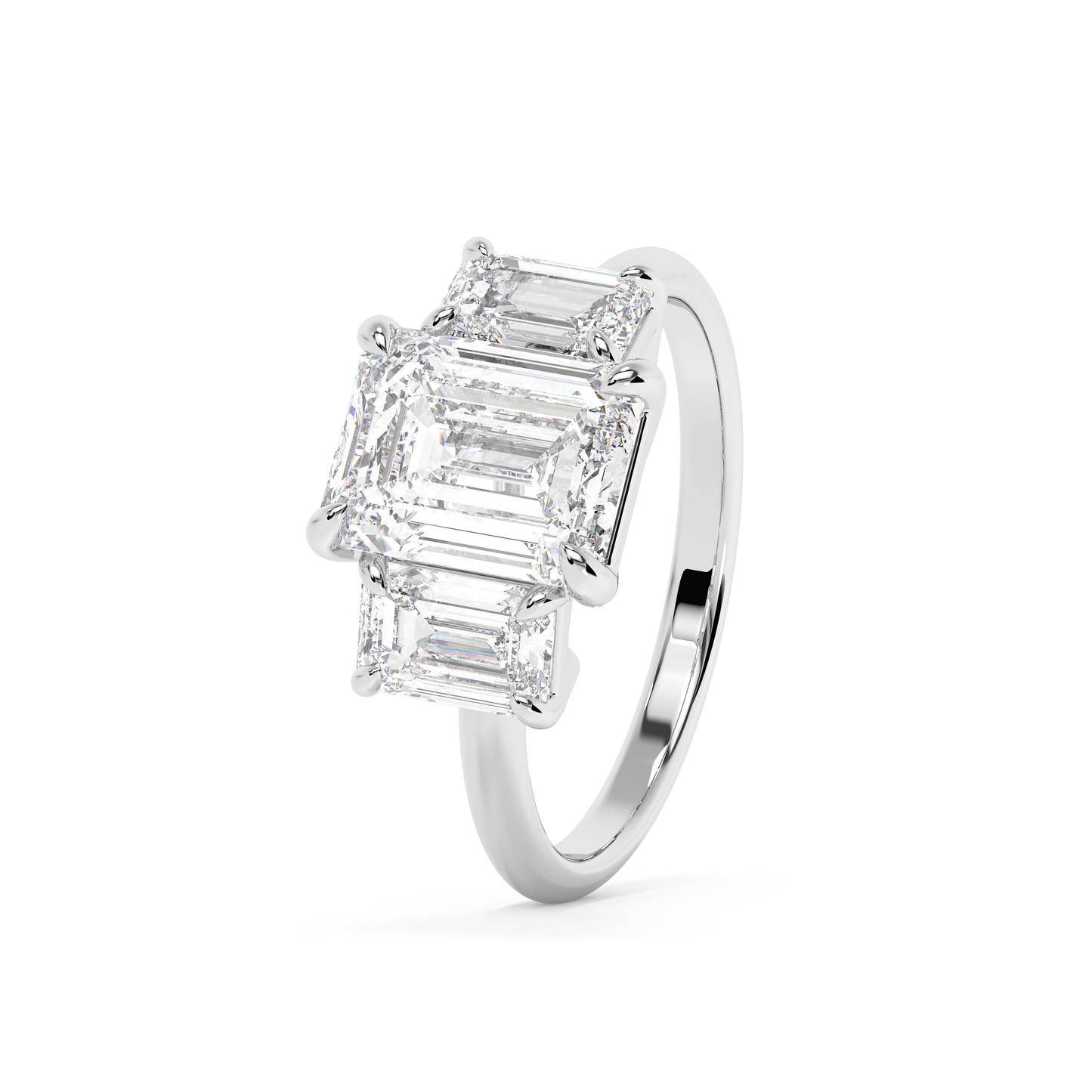 Emerald Solitaire Lab Grown Diamond Engagement Ring