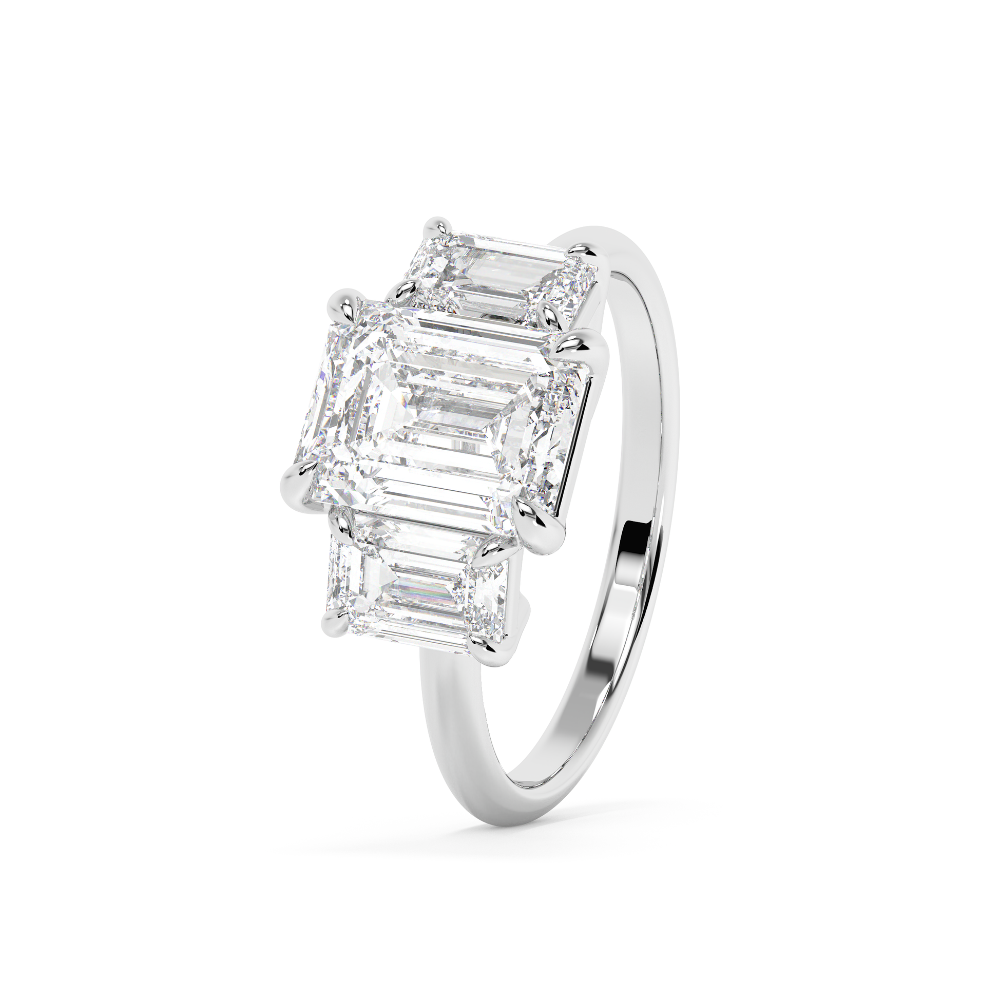 Emerald Solitaire Lab Grown Diamond Engagement Ring