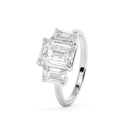 Emerald Solitaire Lab Grown Diamond Engagement Ring