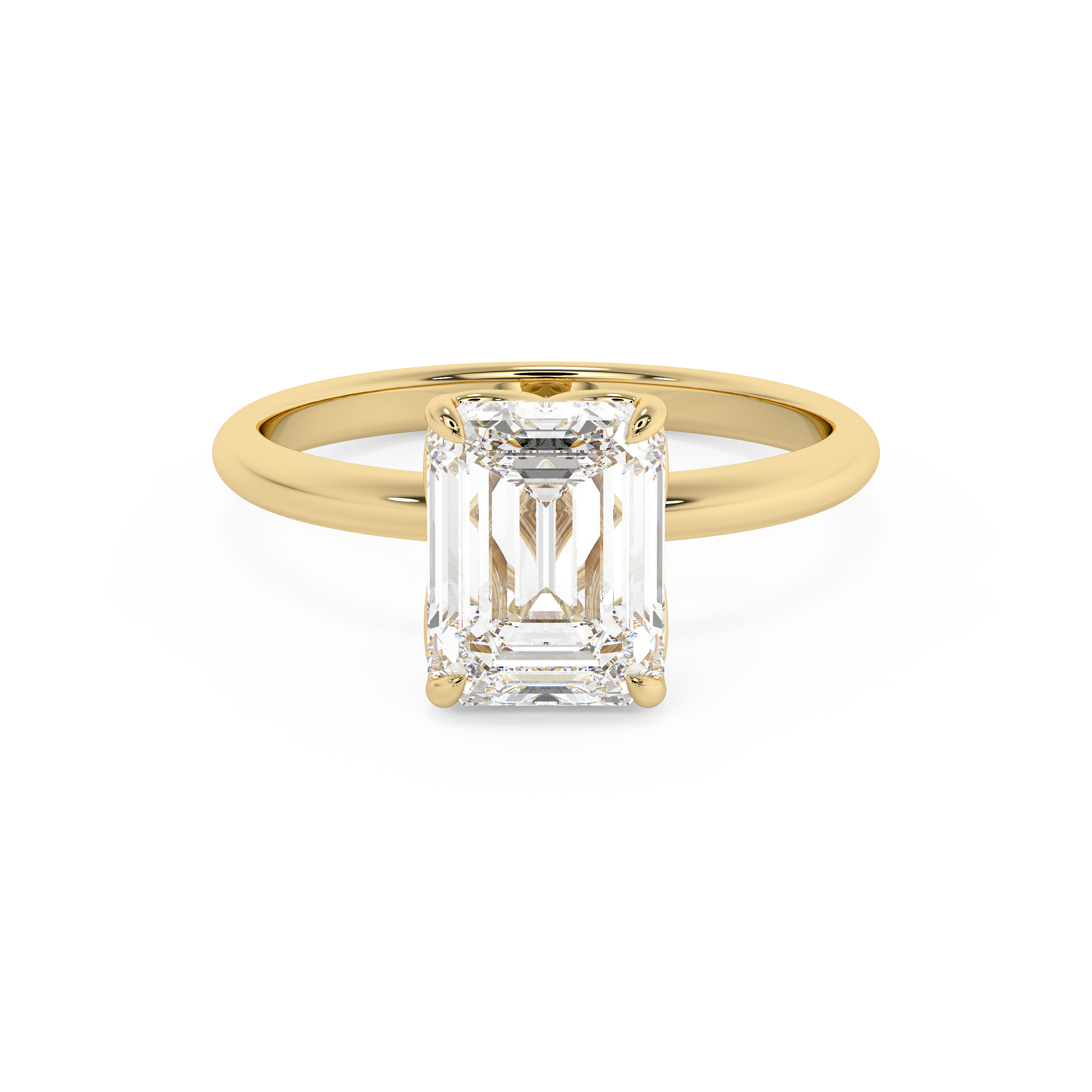 Emerald Solitaire Lab Grown Diamond Engagement Ring