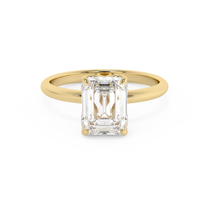 Emerald Solitaire Lab Grown Diamond Engagement Ring