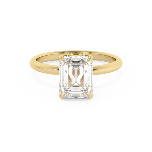 Emerald Solitaire Lab Grown Diamond Engagement Ring