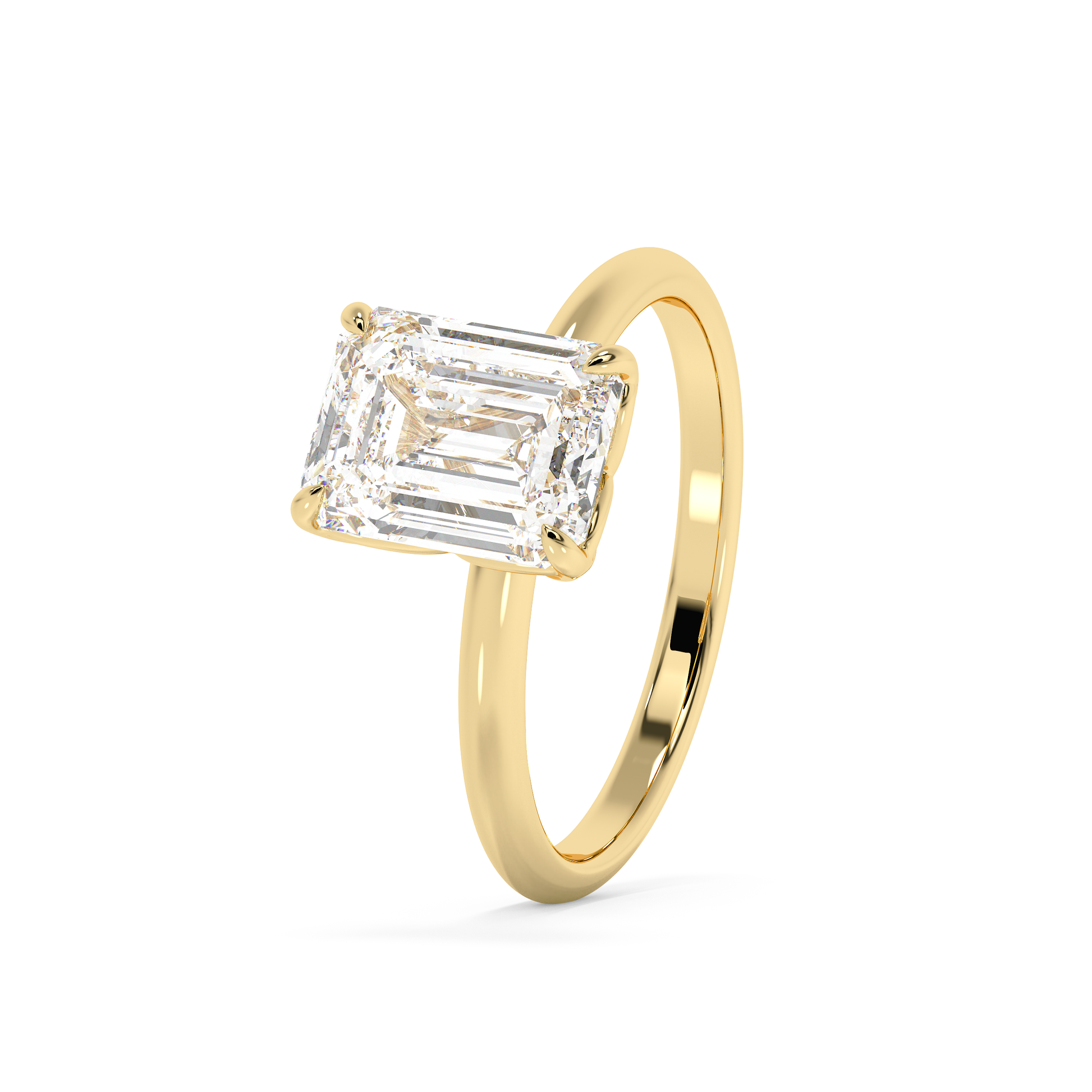 Emerald Solitaire Lab Grown Diamond Engagement Ring
