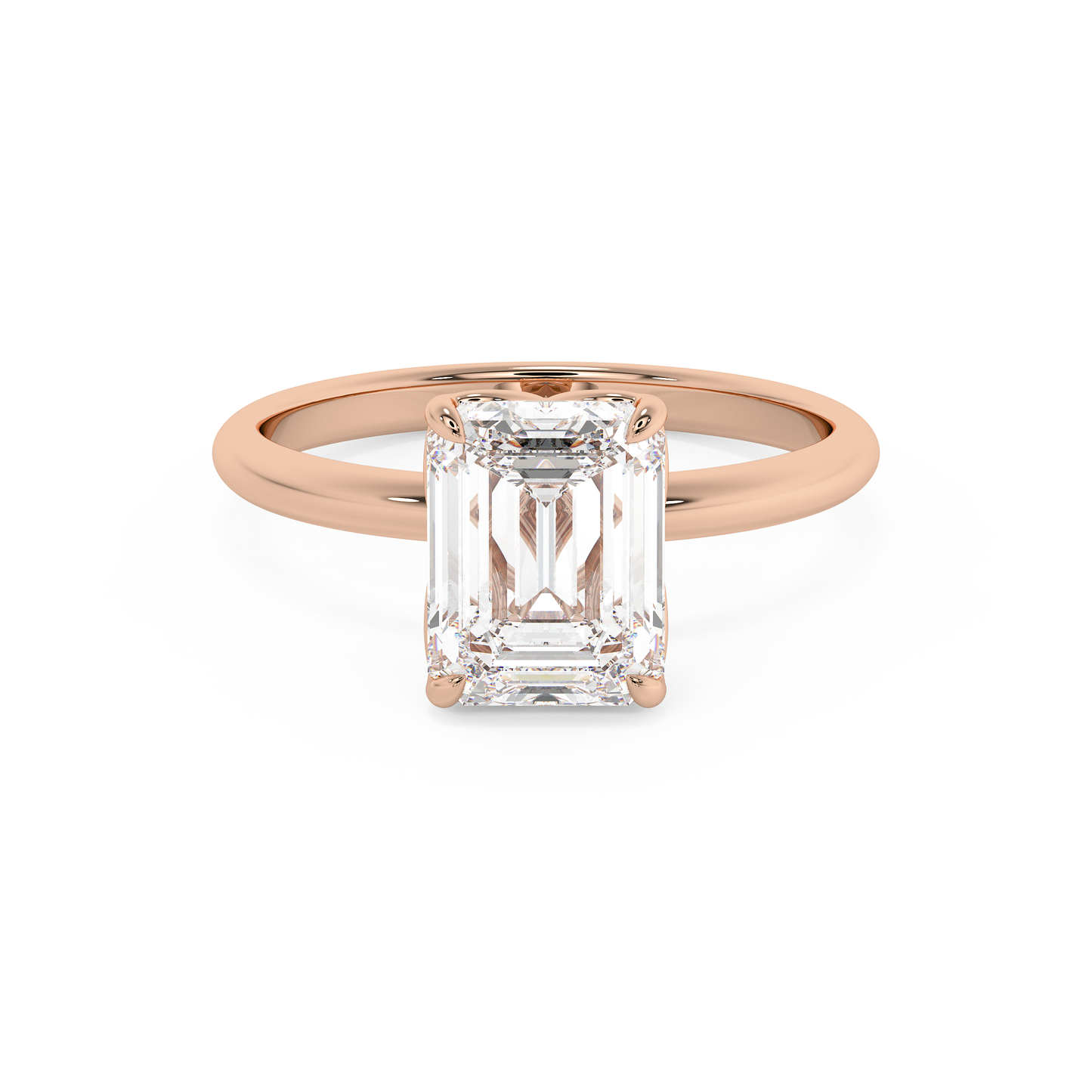 Emerald Solitaire Lab Grown Diamond Engagement Ring